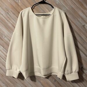 Leze The Label Soft Cream Baggy Ruched Sleeve Nodal Soft Sweater Shirt 3X